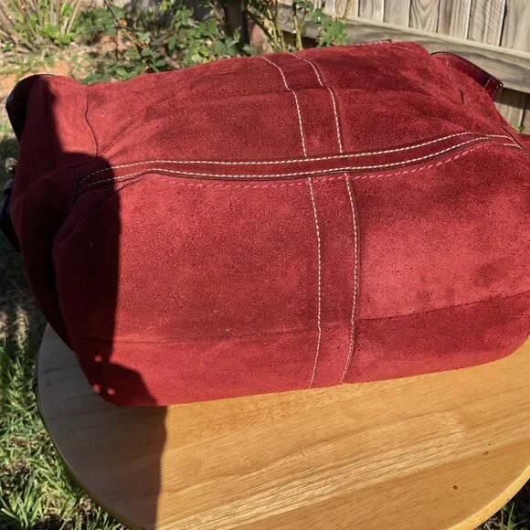 Coach gallery suede burgundy 10084 Lunch tote bag purse - Picture 6 of 7